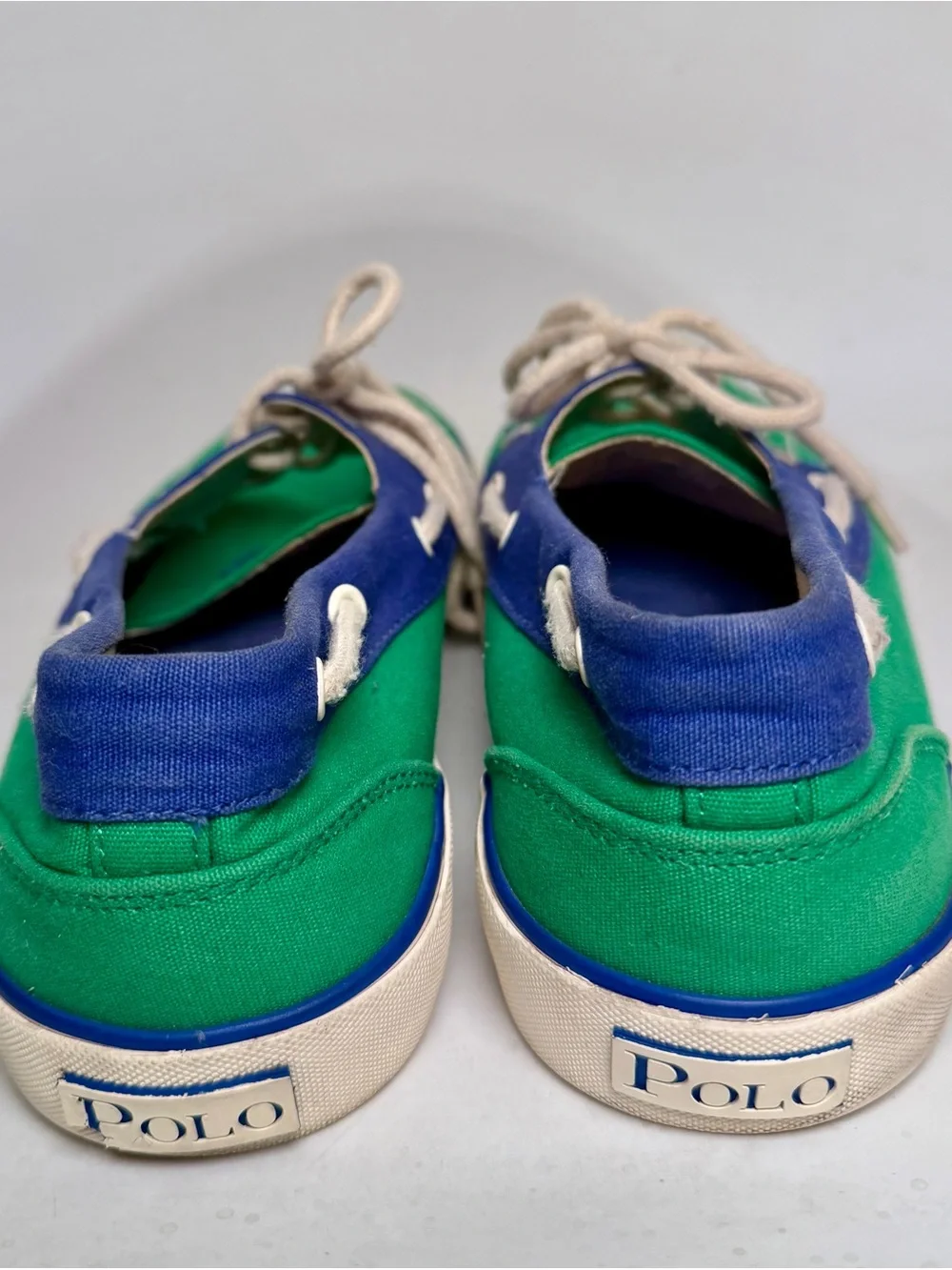 VTG POLO Ralph Lauren Franz Lace Up Blue Green Sneakers Deck Boat Shoes Men 10 D